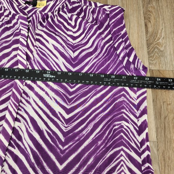 BCBGMAXAZRIA Tosha Women's Medium Purple/White Silk Chevron Button Up Mini Dress - Picture 10 of 13